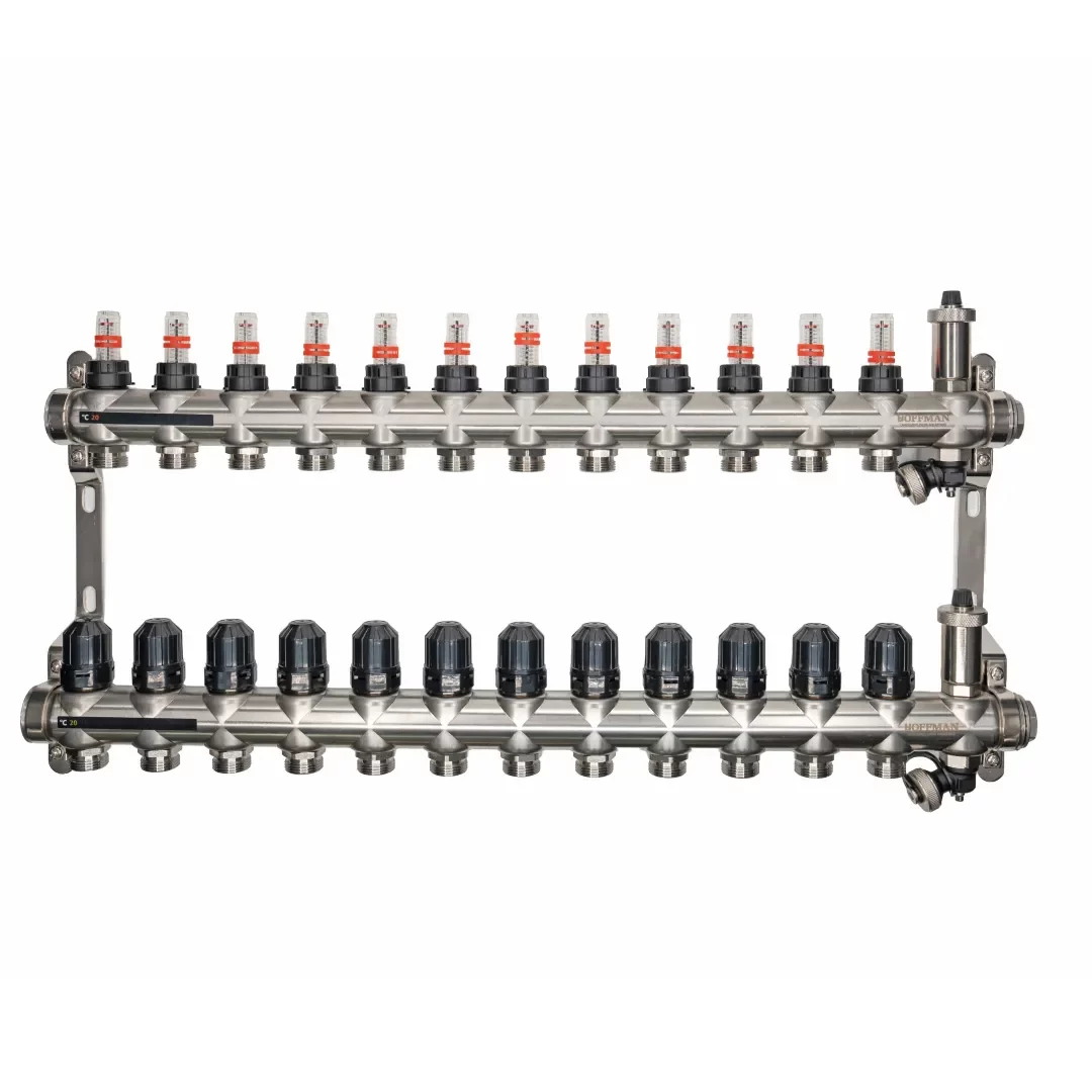 Distribuitor cu debitmetru 12 căi Distribuitor cu debitmetru 12 căi (1"x3/4"), aerisitor si robinet golire