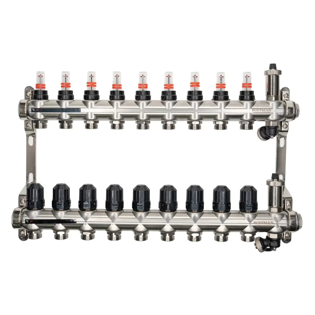 Distribuitor cu debitmetru 9 căi Distribuitor cu debitmetru 9 căi (1"x3/4"), aerisitor si robinet golire